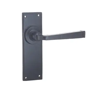 Click Here To Enlarge This Photo Of VFB101 Frelan Hardware Valley Forge Black Door Handles on Latchplate