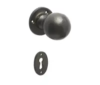 VFB48 Frelan Hardware Valley Forge Black Round Mortice Door Knobs