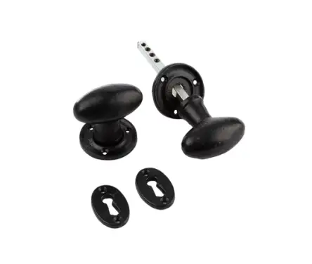 Click Here To Enlarge This Photo Of VFB5 Frelan Hardware Valley Forge Black Oval Mortice Door Knobs