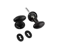 VFB5 Frelan Hardware Valley Forge Black Oval Mortice Door Knobs