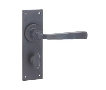 Click Here To Enlarge This Photo Of VFX100B Frelan Hardware Valley Forge Beeswax Door Handles on Bathroom Plate