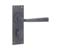 VFX100B Frelan Hardware Valley Forge Beeswax Door Handles on Bathroom Plate