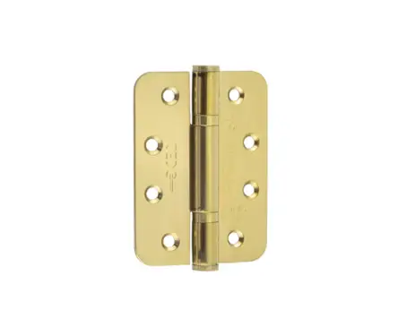 Click Here To Enlarge This Photo Of J9633PVD Frelan Hardware Certifire Grade 13 (Stainless Steel) Radius 3 Knuckle Polymer Bearing Hinges 102mm x 76mm x 3mm Polished Brass (Pack of 3)