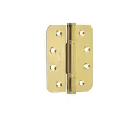 J9633PVD Frelan Hardware Certifire Grade 13 (Stainless Steel) Radius 3 Knuckle Polymer Bearing Hinges 102mm x 76mm x 3mm Polished Brass (Pack of 3)