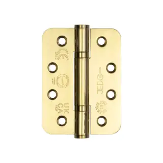 J9633PVD Frelan Hardware Certifire Grade 13 &lpar;Stainless Steel&rpar; Radius 3 Knuckle Polymer Bearing Hinges 102mm x 76mm x 3mm Polished Brass &lpar;Pack of 3&rpar;