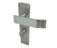 JV255SC Frelan Hardware Jedo Deco Door Handles on Bathroom Plate Satin Chrome