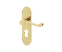 JV250EPB Frelan Hardware Jedo Epsom Suite Door Handles on Euro Profile Lockplate Polished Brass