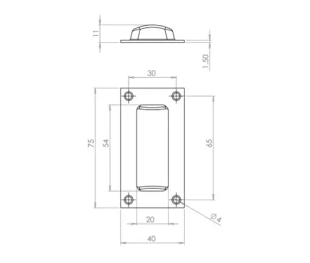 Click Here To Enlarge This Photo Of JV428PC Frelan Hardware Jedo Face Fix Flush Pull 75mm x 40mm Polished Chrome