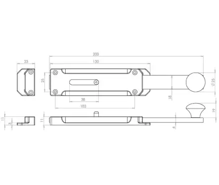 Click Here To Enlarge This Photo Of JV1005PC-200 Frelan Hardware Jedo Architectural Door Bolt 200mm x 35mm Polished Chrome