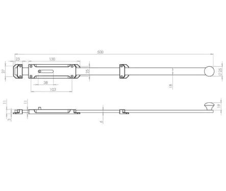 Click Here To Enlarge This Photo Of JV1005PC-500 Frelan Hardware Jedo Architectural Door Bolt 500mm x 35mm Polished Chrome