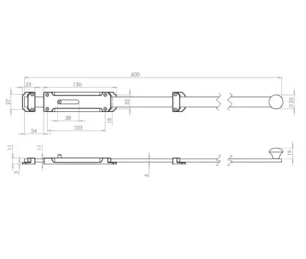 Click Here To Enlarge This Photo Of JV1005PC-600 Frelan Hardware Jedo Architectural Door Bolt 600mm x 35mm Polished Chrome