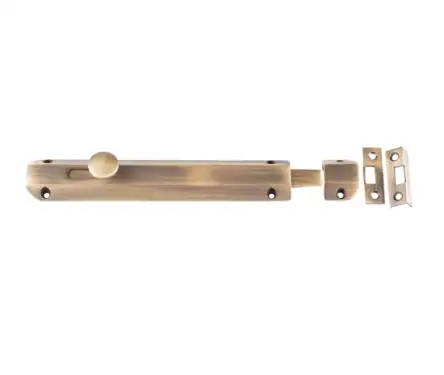 Click Here To Enlarge This Photo Of JV169AB Frelan Hardware Jedo Architectural Slide Door Bolt 200mm x 35mm Antique Brass