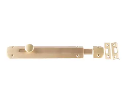 Click Here To Enlarge This Photo Of JV169SB Frelan Hardware Jedo Architectural Slide Door Bolt 200mm x 35mm Satin Brass