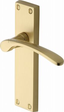 Click Here To Enlarge This Photo Of V4113-SB Heritage Brass Door Handle Lever Latch Sophia Design Satin Brass Finish
