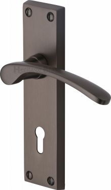 Click Here To Enlarge This Photo Of V4130-MB Heritage Brass Door Handle Lever Lock Sophia Design Matt Bronze Finish