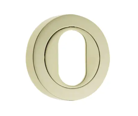Click Here To Enlarge This Photo Of JV503UPVD Frelan Hardware Jedo Designer Oval Profile Escutcheon on 50mm Round Rose Brass Finish