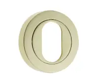 JV503UPVD Frelan Hardware Jedo Designer Oval Profile Escutcheon on 50mm Round Rose Brass Finish