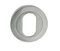 JV503USC Frelan Hardware Jedo Designer Oval Profile Escutcheon on 50mm Round Rose Satin Chrome