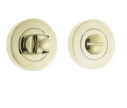 Click Here To Enlarge This Photo Of JV2666PVD Frelan Hardware Jedo Designer Turn & Release on Round Rose without Indicator 50x10mm Polished Brass