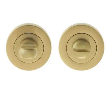 Click Here To Enlarge This Photo Of JV2666SB Frelan Hardware Jedo Designer Turn & Release on Round Rose without Indicator 50x10mm Satin Brass