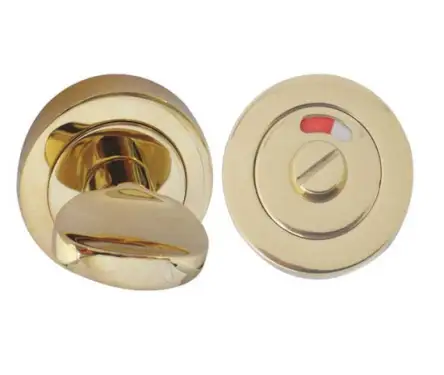 Click Here To Enlarge This Photo Of JV421PVD Frelan Hardware Jedo Designer Turn & Release 50mm Round Rose with Indicator 50x10mm Polished Brass