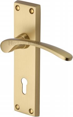 Click Here To Enlarge This Photo Of V4130-SB Heritage Brass Door Handle Lever Lock Sophia Design Satin Brass Finish
