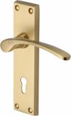 V4130-SB Heritage Brass Door Handle Lever Lock Sophia Design Satin Brass Finish