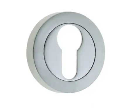 Click Here To Enlarge This Photo Of JV503EPCSC Frelan Hardware Jedo Dual Euro Profile Escutcheon on 50mm Round Rose Polished Chrome / Satin Chrome