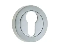 JV503EPCSC Frelan Hardware Jedo Dual Euro Profile Escutcheon on 50mm Round Rose Polished Chrome / Satin Chrome
