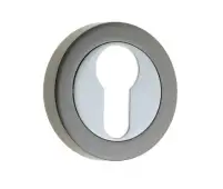 JV503EPCBN Frelan Hardware Jedo Dual Euro Profile Escutcheon on 50mm Round Rose Polished Chrome / Polished Black Nickel