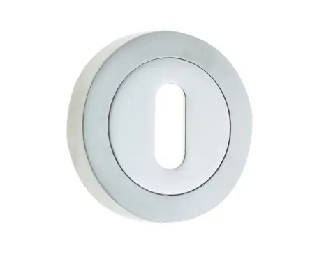 Click Here To Enlarge This Photo Of JV503PCSC Frelan Hardware Jedo Dual Standard Keyway Escutcheon on 50mm Round Rose Polished Chrome / Satin Chrome