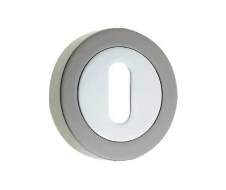 Click Here To Enlarge This Photo Of JV503PCBN Frelan Hardware Jedo Dual Standard Keyway Escutcheon on 50mm Round Rose Polished Chrome Polished Black Nickel