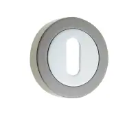 JV503PCBN Frelan Hardware Jedo Dual Standard Keyway Escutcheon on 50mm Round Rose Polished Chrome Polished Black Nickel