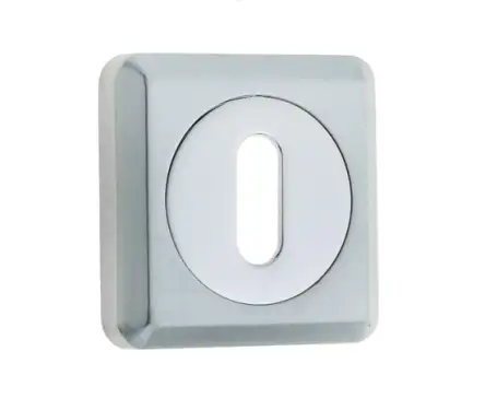 Click Here To Enlarge This Photo Of JV3005PCSC Frelan Hardware Jedo Dual Standard Keyway Escutcheon on 50mm Square Rose Polished Chrome / Satin Chrome