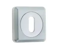 JV3005PCSC Frelan Hardware Jedo Dual Standard Keyway Escutcheon on 50mm Square Rose Polished Chrome / Satin Chrome