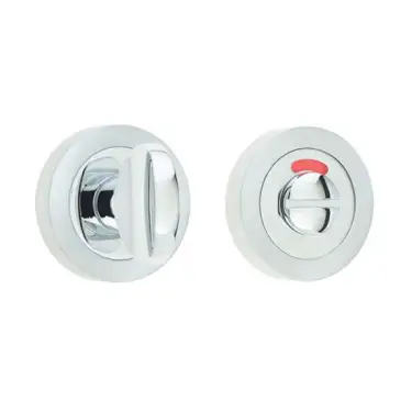 Click Here To Enlarge This Photo Of JV421PCSC Frelan Hardware Jedo Designer Turn & Release 50mm Round Rose with Indicator 50x10mm Polished Chrome / Satin Chrome