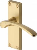 V4140-SB Heritage Brass Door Handle Lever Latch Sophia Short Design Satin Brass Finish