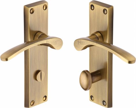 Click Here To Enlarge This Photo Of V4142-AT Heritage Brass Door Handle For Bathroom Sophia Design Antique Brass Finish