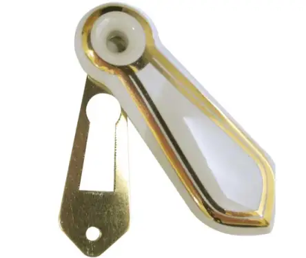 Click Here To Enlarge This Photo Of JC22 Frelan Hardware Jedo Porcelain Covered Escutcheon White Goldline