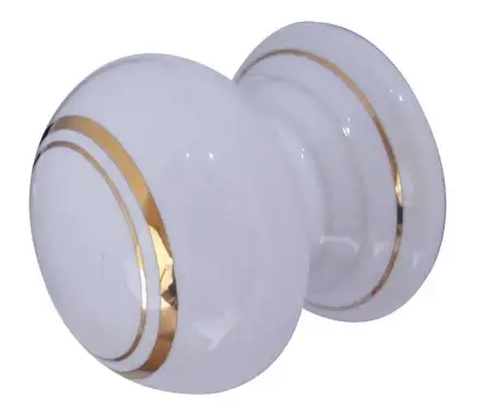 Click Here To Enlarge This Photo Of JC25 Frelan Hardware Jedo Porcelain Cupboard Knob 33mm Goldline White