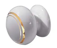 JC24 Frelan Hardware Jedo Porcelain Cupboard Knob 38mm Goldline White