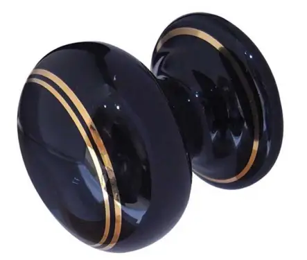 Click Here To Enlarge This Photo Of JC76 Frelan Hardware Jedo Porcelain Cupboard Knob 50mm Goldline Black