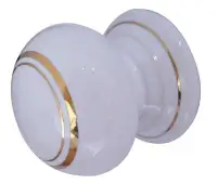 JC26 Frelan Hardware Jedo Porcelain Cupboard Knob 50mm Goldline White