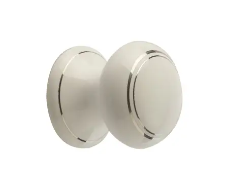 Click Here To Enlarge This Photo Of JC36 Frelan Hardware Jedo Porcelain Cupboard Knob 50mm White Silverline
