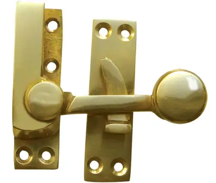 Click Here To Enlarge This Photo Of JV83PB Frelan Hardware Jedo Quadrant Sash Fastener 70mm Polished Brass