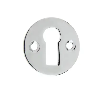 Click Here To Enlarge This Photo Of JV41PC Frelan Hardware Jedo Round Open Escutcheon Standard Keyway 32mm Polished Chrome