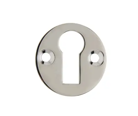 Click Here To Enlarge This Photo Of JV41PN Frelan Hardware Jedo Round Open Escutcheon Standard Keyway 32mm Polished Nickel