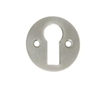 Click Here To Enlarge This Photo Of JV41SN Frelan Hardware Jedo Round Open Escutcheon Standard Keyway 32mm Satin Nickel