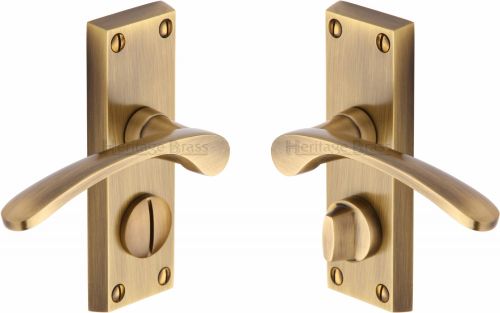 Click Here To Enlarge This Photo Of V4144-AT Heritage Brass Door Handle For Privacy Set Sophia Short Design Antique Brass Finish