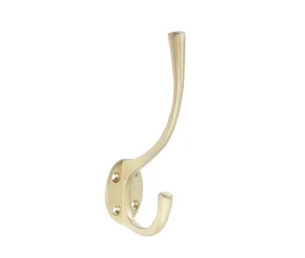 Click Here To Enlarge This Photo Of JV60SB Frelan Hardware Jedo Solid Brass Hat & Coat Hook 142mm Satin Brass